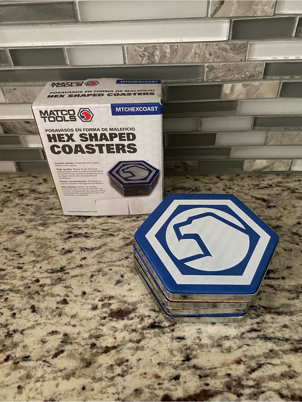 Matco Tools promo rare hex shaped coasters set of 4 collectible man cave garage